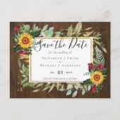 Bourgogne Rozen Zonnebloemen sparen Verandering va Briefkaart (Voorkant)