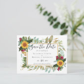 Bourgogne Rozen Zonnebloemen sparen Verandering va Briefkaart (Staand voorkant)