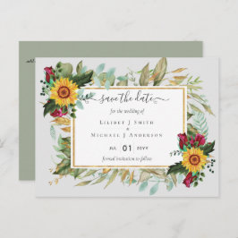 Bourgogne Rozen Zonnebloemen sparen Verandering va Briefkaart