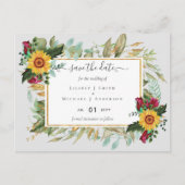 Bourgogne Rozen Zonnebloemen sparen Verandering va Briefkaart (Voorkant)