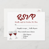 Bourgogne RSVP Champagne wijnglazen bruiloft Uitnodiging Briefkaart (Voorkant / Achterkant)
