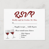 Bourgogne RSVP Champagne wijnglazen bruiloft Uitnodiging Briefkaart (Voorkant)
