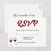 Bourgogne RSVP Champagne wijnglazen bruiloft Uitnodiging Briefkaart (Voorkant / Achterkant)