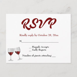 Bourgogne RSVP Champagne wijnglazen bruiloft Uitnodiging Briefkaart