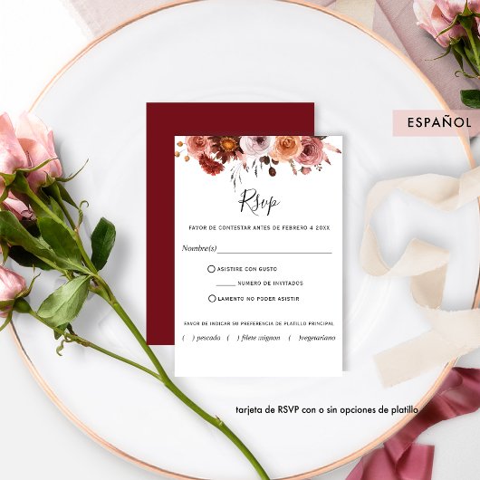 Bourgogne, RSVP in het Spaans, Bourgogne Blush Flo Kaartje