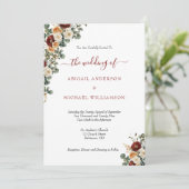 Bourgogne Rust Cream Floral Elegant Wedding Kaart (Staand voorkant)