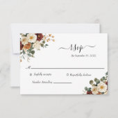 Bourgogne Rust Cream Floral Elegant Wedding RSVP Kaartje (Voorkant)