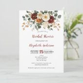 Bourgogne Rust Cream Florals Vrijgezellenfeest Kaart (Staand voorkant)