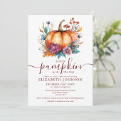 Bourgogne Rustic Herfst Little Pumpkin Baby shower Kaart (Staand voorkant)