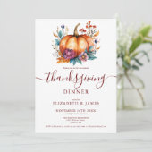 Bourgogne Rustic Herfst Pumpkin Thanksgiving Party Kaart (Staand voorkant)