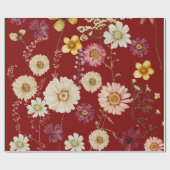 Bourgogne Rustic Wildflower Wrapping Paper Cadeaupapier (Vlak)