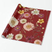 Bourgogne Rustic Wildflower Wrapping Paper Cadeaupapier (Uitgerold)