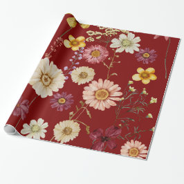 Bourgogne Rustic Wildflower Wrapping Paper Cadeaupapier
