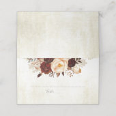 Bourgogne rustieke bloemen bruiloft plaatskaartje (Buitenkant ongevouwen)