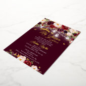 Bourgogne rustieke bloemenvlinder Quinceanera Folie Uitnodiging (Gedraaid)