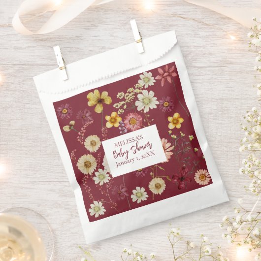 Bourgogne rustieke boho wilde bloem bedankzakje (Geknipt)