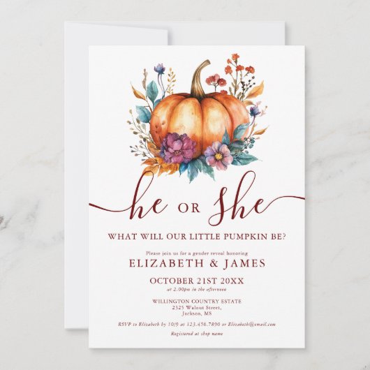 Bourgogne Rustieke Herfst Bloemen Pompoen Geslacht Kaart (Voorkant)