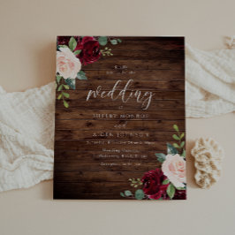 Bourgogne rustieke hout budget bruiloft uitnodigin