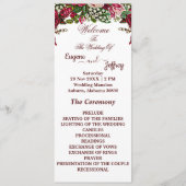 Bourgogne rustieke Rozen land bloementhema bruilof Programmakaart (Voorkant)