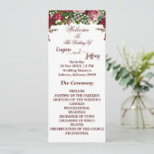 Bourgogne rustieke Rozen land bloementhema bruilof Programmakaart (Staand voorkant)