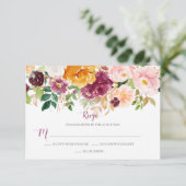 Bourgogne Saffron Blush Mauve Rustieke Bloemen RSV RSVP Kaartje (Staand voorkant)