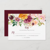 Bourgogne Saffron Roze Mauve Rustieke Bloemen RSVP (Voorkant / Achterkant)
