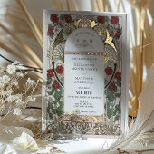 Bourgogne Sage Groen Goud Bruiloft Nouveau  Folie Uitnodiging