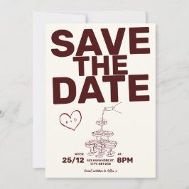 Bourgogne Save the Date Illustration Invitation Kaart