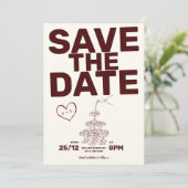 Bourgogne Save the Date Illustration Invitation Kaart (Staand voorkant)