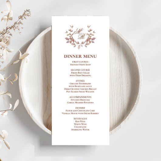 Bourgogne Script Classic Wedding Dinner Menu