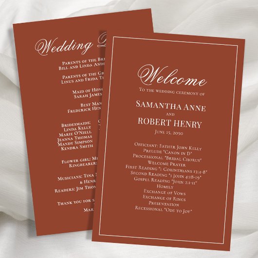 Bourgogne Script Custom Wedding Program