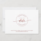 Bourgogne Script Eenvoudige Stamp Wedding Save the Save The Date (Achterkant)