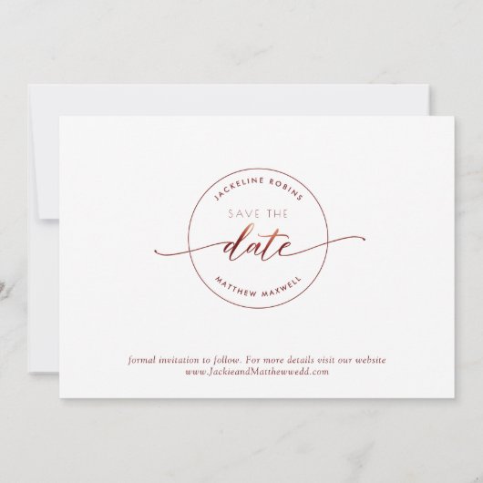 Bourgogne Script Eenvoudige Stamp Wedding Save the Save The Date (Achterkant)