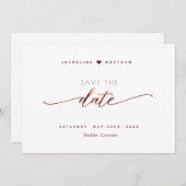 Bourgogne Script Eenvoudige Stamp Wedding Save the Save The Date (Voorkant / Achterkant)