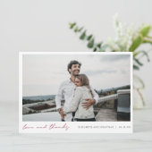 Bourgogne Script Foto Liefde en Bedankt bruiloft (Staand voorkant)