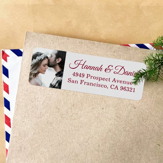 Bourgogne Script Foto Wedding Retouradres Etiket