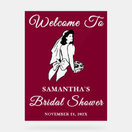 Bourgogne Script Herfst Vrijgezellenfeest Welkom Acryl Bord