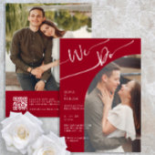 Bourgogne Script QR foto bruiloft uitnodiging