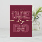 Bourgogne Script Wedding Receptie Uitnodigen Kaart (Staand voorkant)