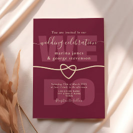 Bourgogne Script Wedding Receptie Uitnodigen Kaart