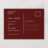 Bourgogne Script Wedding Save the Date Foto Briefkaart (Achterkant)