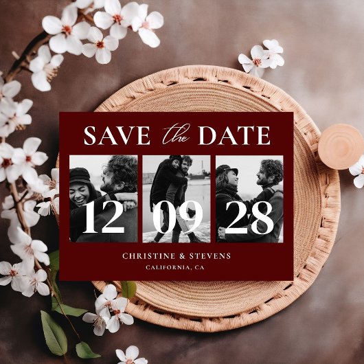 Bourgogne Script Wedding Save the Date Foto Briefkaart