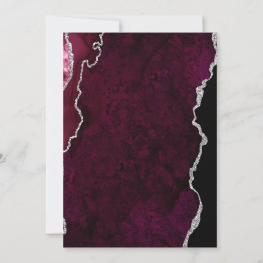 Bourgogne Silver Agate Dark 50th Birthday Party Kaart (Achterkant)