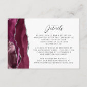 Bourgogne Silver Agate Wedding Details Informatiekaartje (Voorkant)
