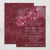 Bourgogne Silver Masquerade Ball Weddenschap Kaart (Voorkant / Achterkant)