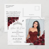 Bourgogne & Silver Tiara Quinceañera Foto Briefkaa Briefkaart (Voorkant / Achterkant)