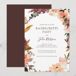Bourgogne Sinaasappel Bloemen Bachelorette Party Kaart
