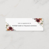 Bourgogne Sinaasappel Bloemen Bruidsregister Kaart Mini Visitekaartje (Voorkant)