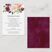 Bourgogne Sinaasappel Bloemen bruiloft Details Informatiekaartje (Voorkant / Achterkant)