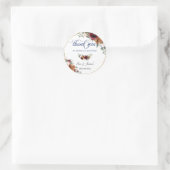 Bourgogne Sinaasappel Bloemen Goud Bruiloft Dank u Ronde Sticker (Tas)